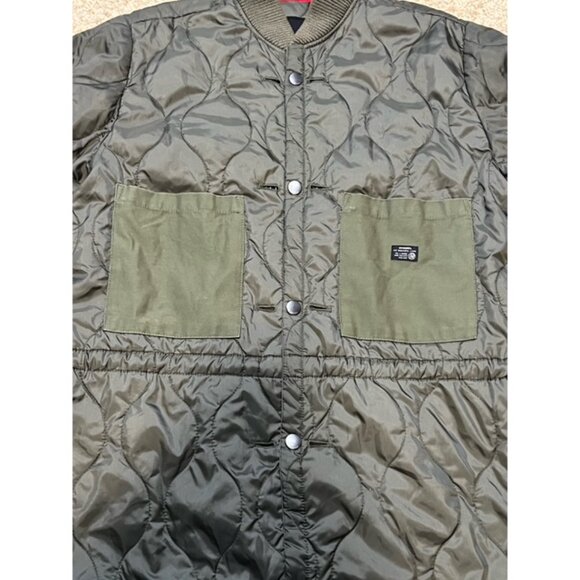 Diesel Men Olive Green Quilted Liner Bomber Snap Button Jacket Size Large L EUC - Picture 3 of 9